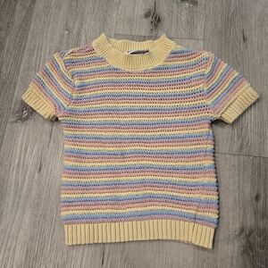 RARITY Multicolor Striped Short Sleeve Sweater Size 5